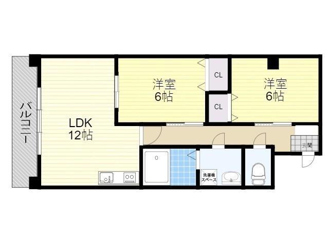 フローラハイライズ駅南(2LDK/3階)の間取り写真
