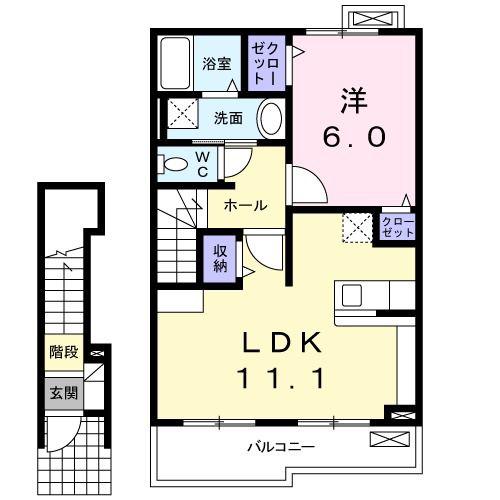 サイサリス(1LDK/2階)の間取り写真
