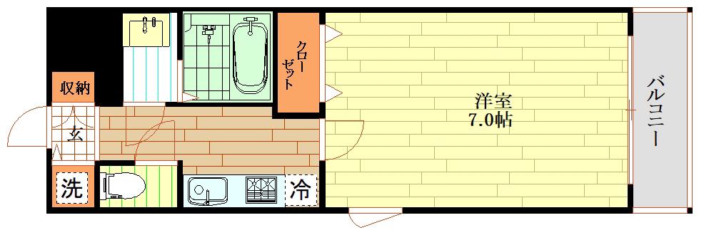 フォーリアライズ南堀江ヴィータ(1K/14階)の間取り写真