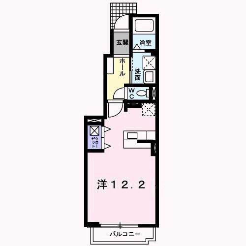 プリムローズ・K A棟(ワンルーム/1階)の間取り写真