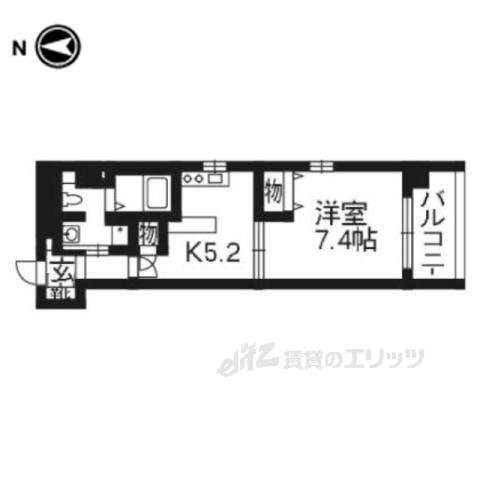 エイペックス京都東山三条303(1DK/3階)の間取り写真
