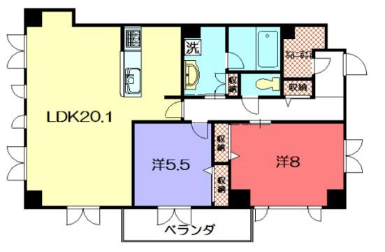 FAR イースト東山(2LDK/2階)の間取り写真