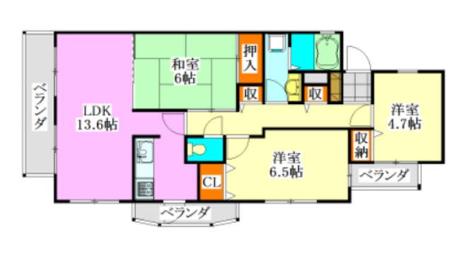 ベルシャトゥ津田沼(2LDK/5階)の間取り写真