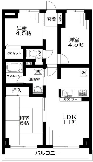 ファーストシティ大宮(3LDK/2階)の間取り写真