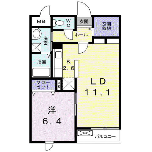 ラフレシール三島(1LDK/2階)の間取り写真