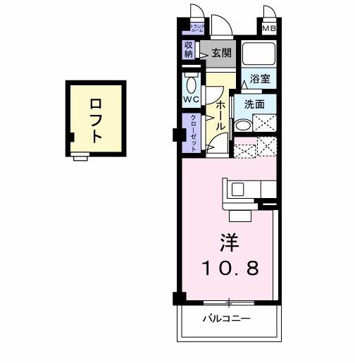 セレーノB(ワンルーム/3階)の間取り写真