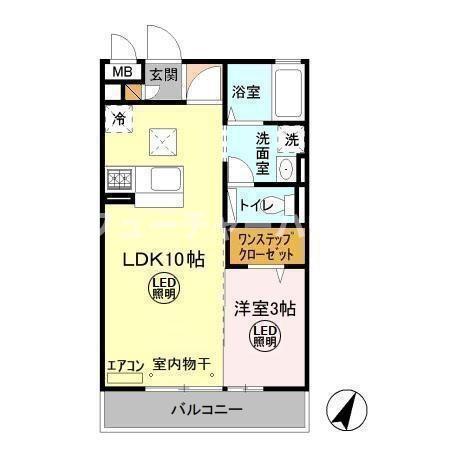 アクエリアス(1LDK/1階)の間取り写真