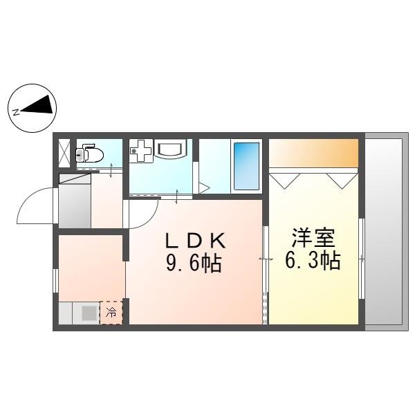 ブルースカイI.Y(1LDK/2階)の間取り写真