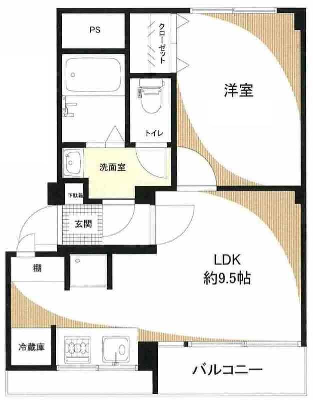 マンション信濃苑(1LDK/3階)の間取り写真