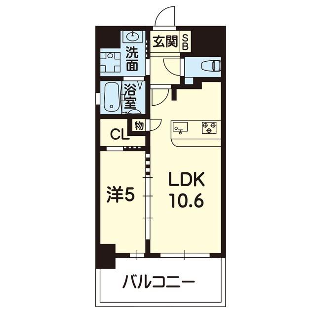 KーSMARTけやき通(1LDK/5階)の間取り写真