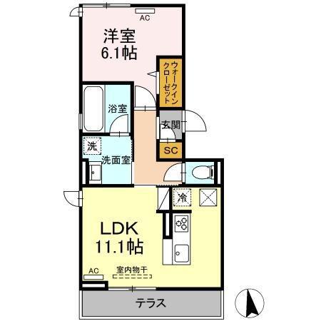 グリーンガーデン(1LDK/1階)の間取り写真