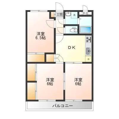バルパレー大竹(3DK/3階)の間取り写真