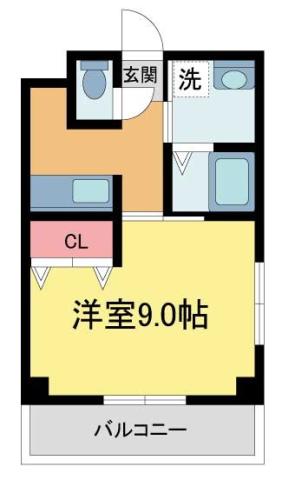 クライスコート(1K/2階)の間取り写真