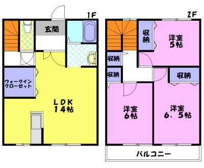 ファミーユ上横田 C(3LDK/1階)の間取り写真