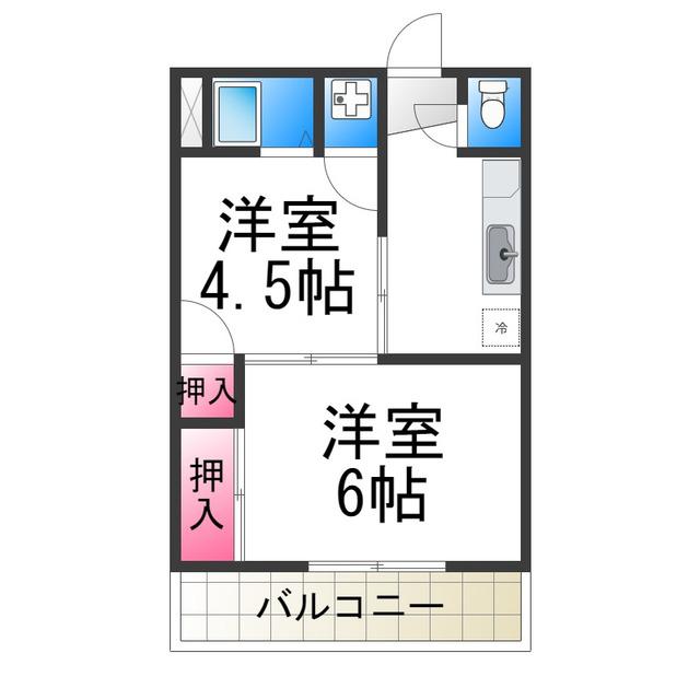 バローレ堺(2K/3階)の間取り写真