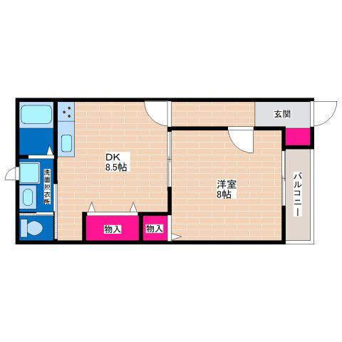 クイーンハイツ(1DK/1階)の間取り写真