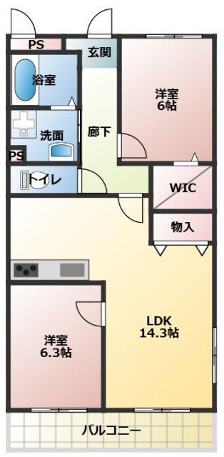 第2コーポ豊 303(2LDK/3階)の間取り写真
