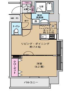 UURコート錦糸町(1LDK/6階)の間取り写真