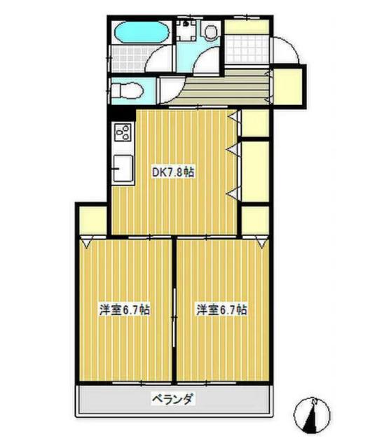 パーシマン大泉2(2DK/2階)の間取り写真