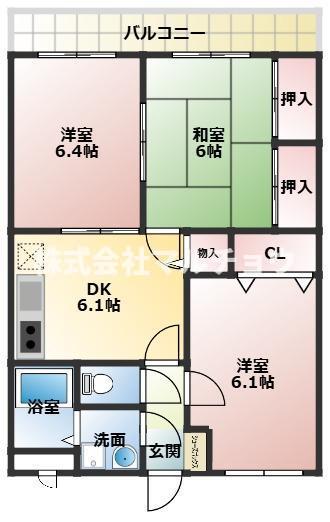 ハートフルタンポポ(3DK/3階)の間取り写真