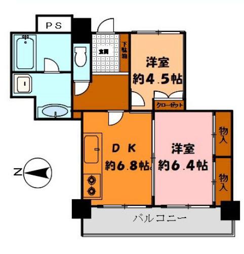ウェルタワー深川(2DK/5階)の間取り写真