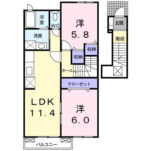 YSグランノエル(2LDK/2階)の間取り写真