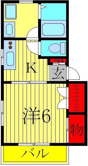 ボーベル柏(1K/1階)の間取り写真