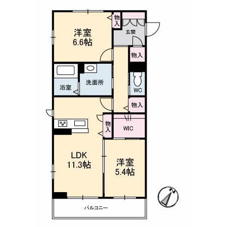 レフィシアII(2LDK/3階)の間取り写真