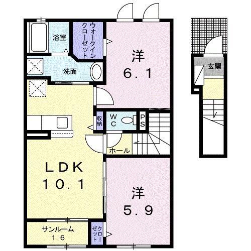 ファルコンY(2LDK/2階)の間取り写真
