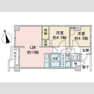 サニーヒルズ2番館(2LDK/6階)の間取り写真