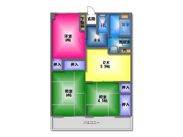 仁栄第一マンション(3DK/1階)の間取り写真