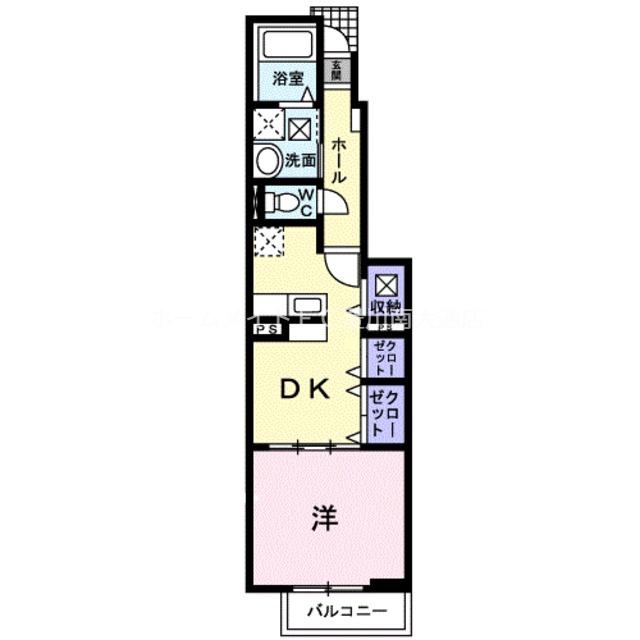 ラネージュV B棟(1DK/1階)の間取り写真