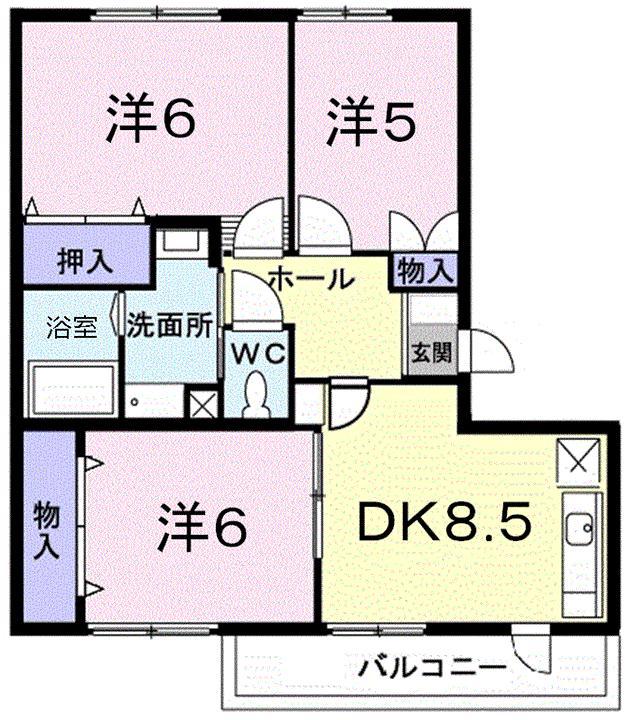 ニューキャッスル宮本(3DK/2階)の間取り写真