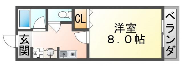 エミネンス千里山(1K/2階)の間取り写真