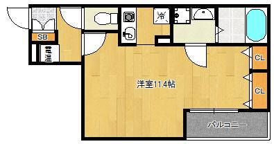 D.CREART鴻池新田WERK(ワンルーム/1階)の間取り写真