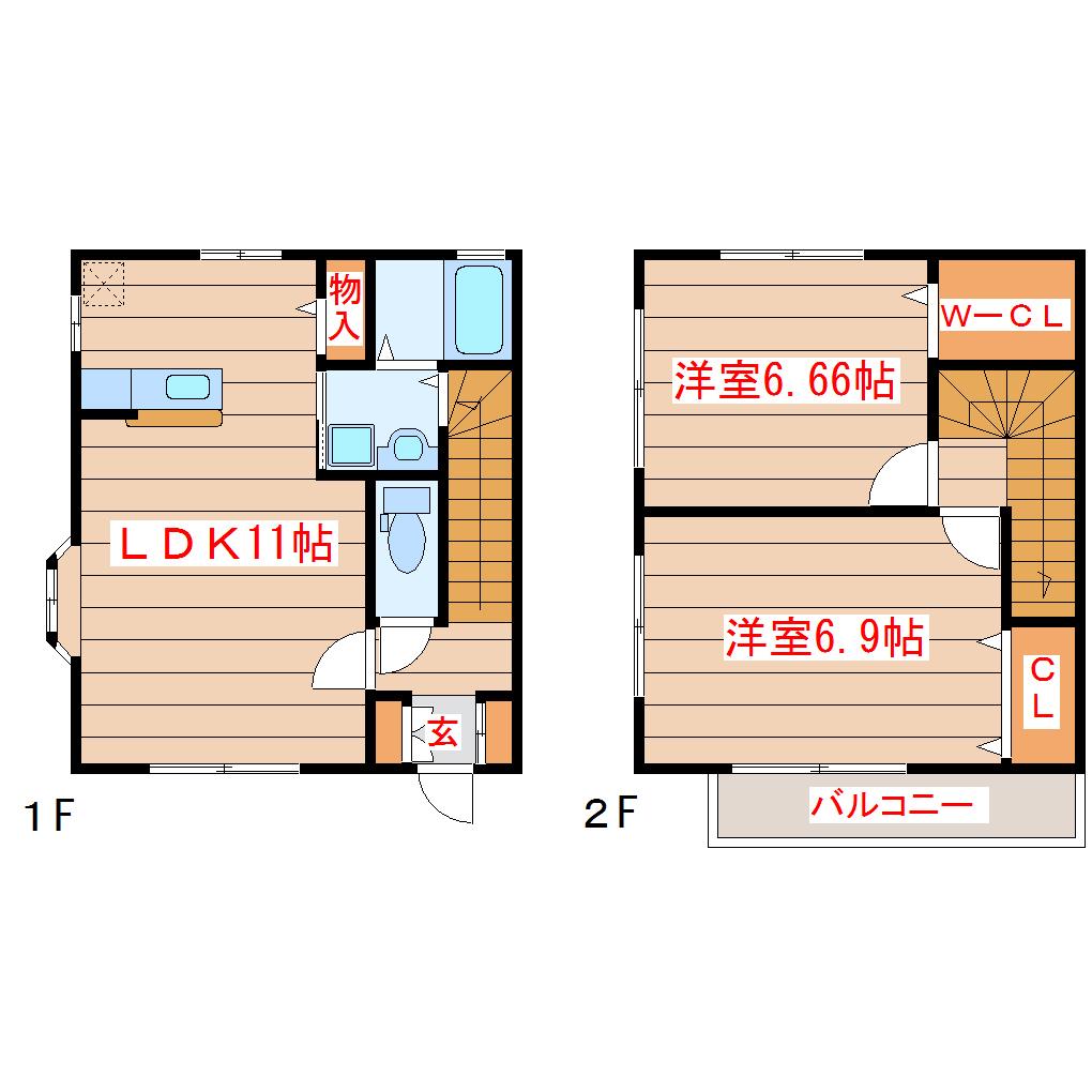 ディアコートII(2LDK/1階)の間取り写真