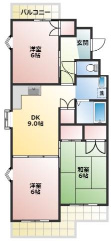 エスポワール富士見台(3DK/2階)の間取り写真