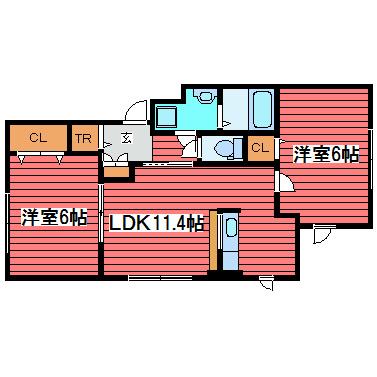 ひまわりハウス(2LDK/2階)の間取り写真