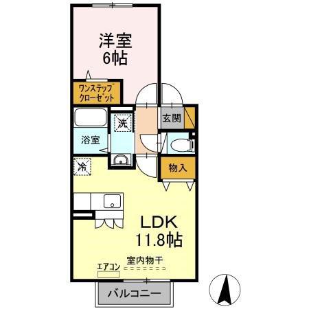 ルミエール参番館(1LDK/2階)の間取り写真