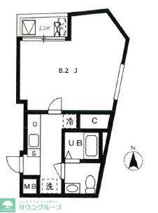 NO.8ゼルコバマンション(1K/2階)の間取り写真