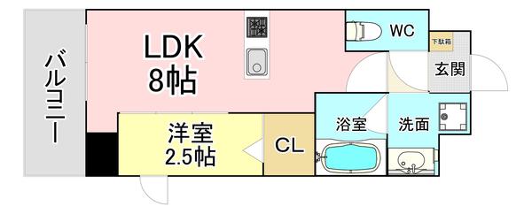 デイジー・カルド(1LDK/2階)の間取り写真
