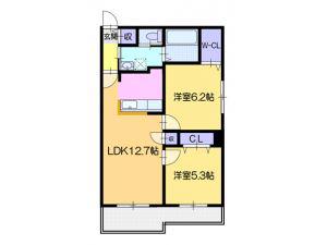 アクアトピア美園(2LDK/3階)の間取り写真