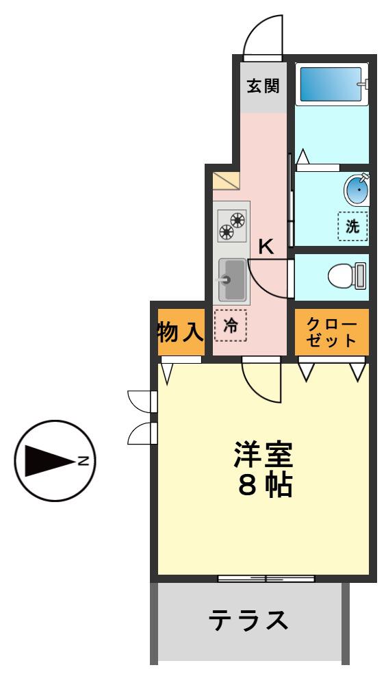 ユーザンコートII(1K/1階)の間取り写真