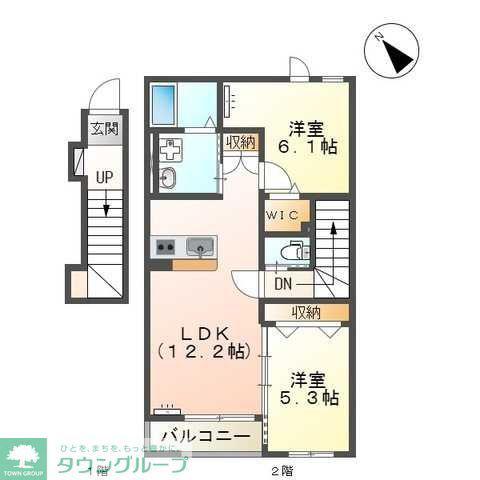 モンレーヴ(2LDK/2階)の間取り写真
