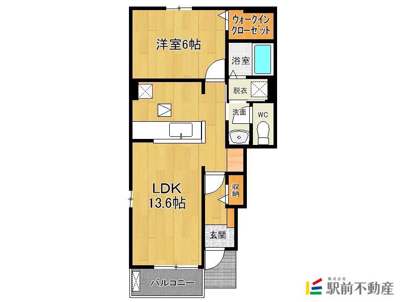 カレント I(1LDK/1階)の間取り写真