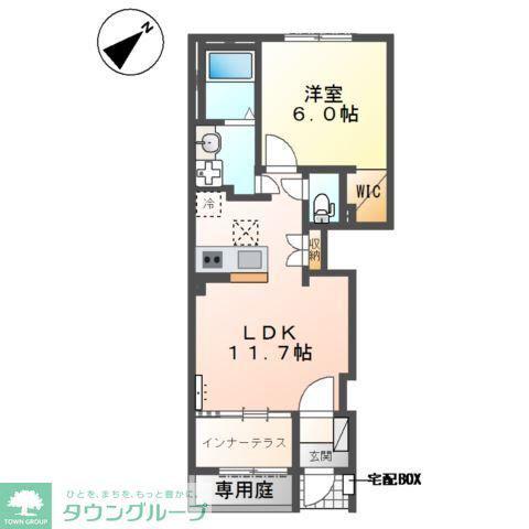 エクステンド・Y(1LDK/1階)の間取り写真