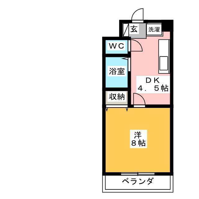 ニューエチュード2号館(1K/2階)の間取り写真