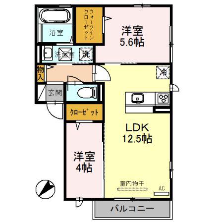 フェリーチェ(2LDK/1階)の間取り写真
