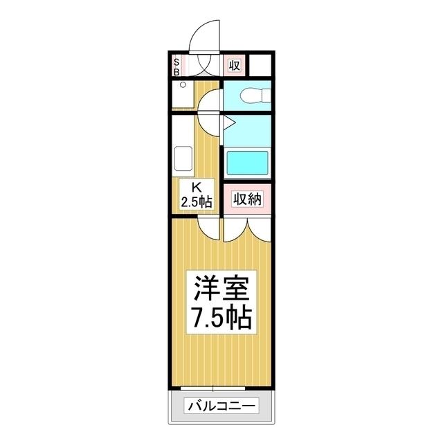 パークハイツ島内(1K/2階)の間取り写真
