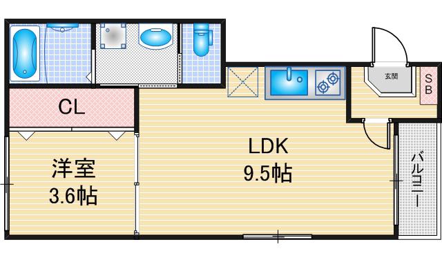 ハーモニーテラス四番V(1LDK/2階)の間取り写真